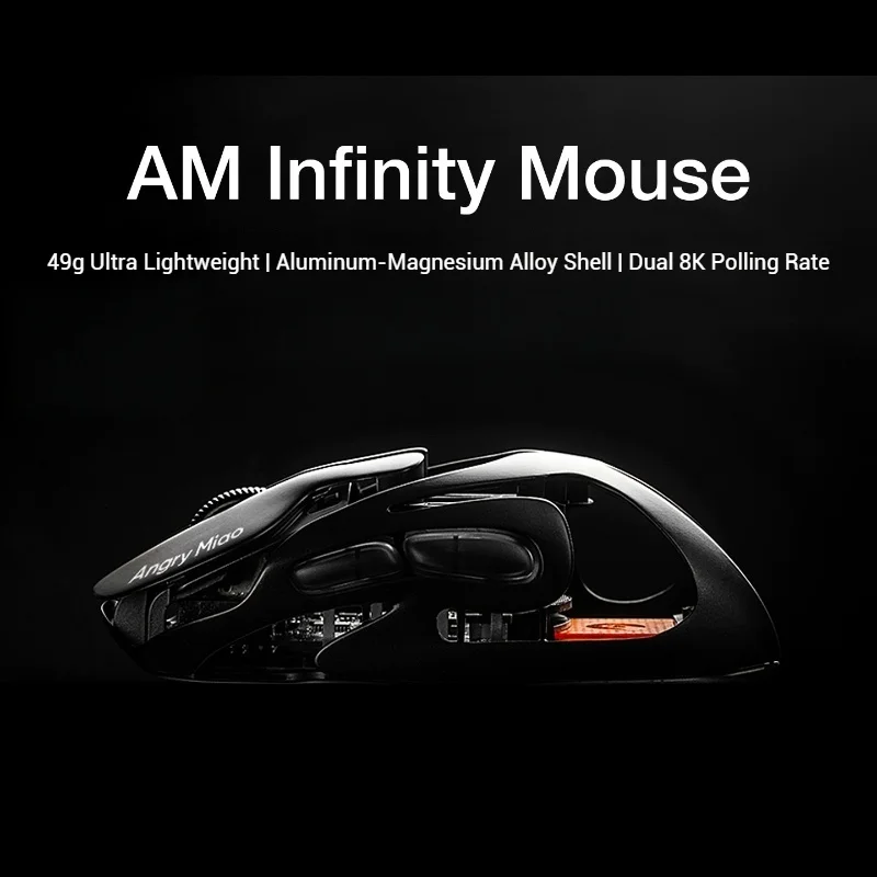 Angry Miao AM Infinity Mouse Tri-Mode Paw3950 8000Hz Lightweight Hollow Aluminum Magnesium Wireless Gaming Mouse PC Accessories