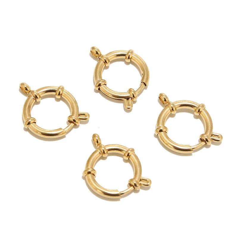 

6pcs Stainless Steel Gold Plated Round Spring Ring Clasps Connectors For DIY Jewelry Bracelet Necklace Making Findings 14mm/16mm