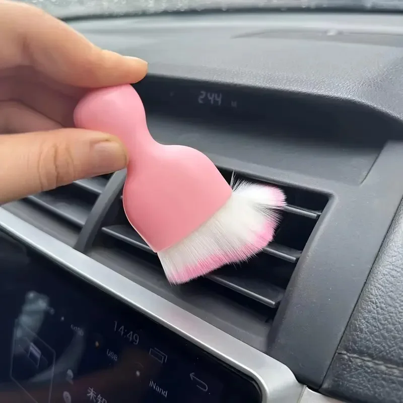 1/3/5 pçs rosa escova de remoção de poeira do carro ar condicionado escova de limpeza saída de ar lacuna remoção de poeira ferramenta de limpeza interior