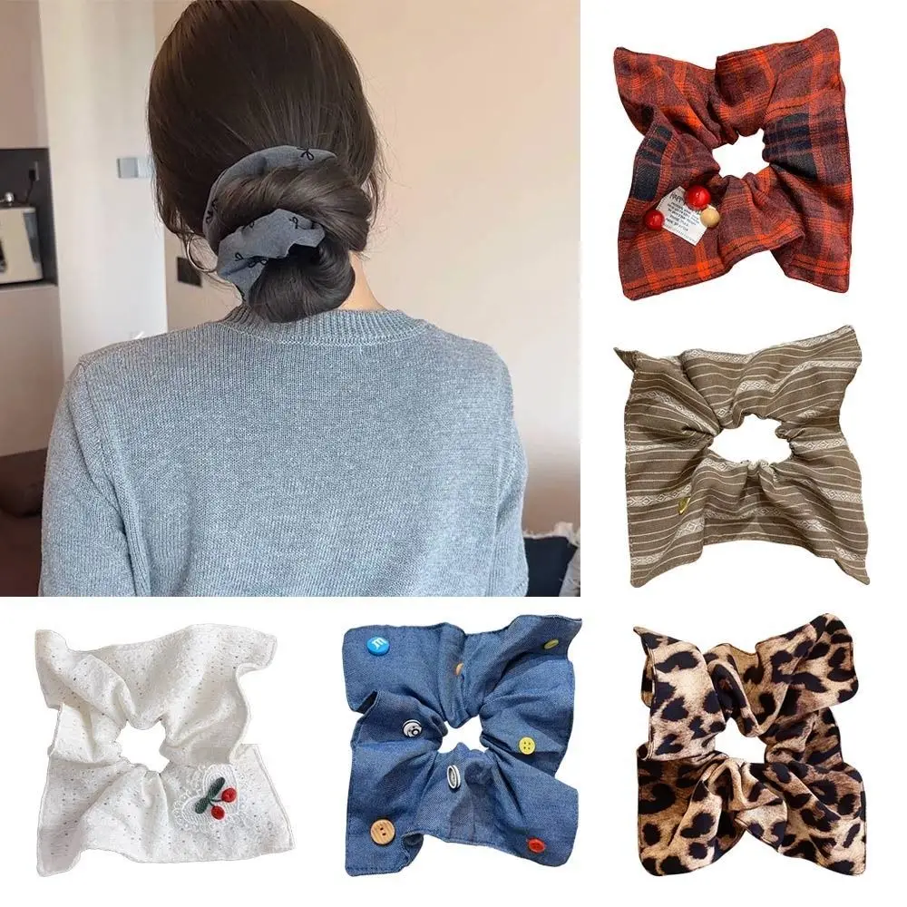 

Cute Cloth Square Hair Ties Large Elastic Headstring Hair Rope Women Girl