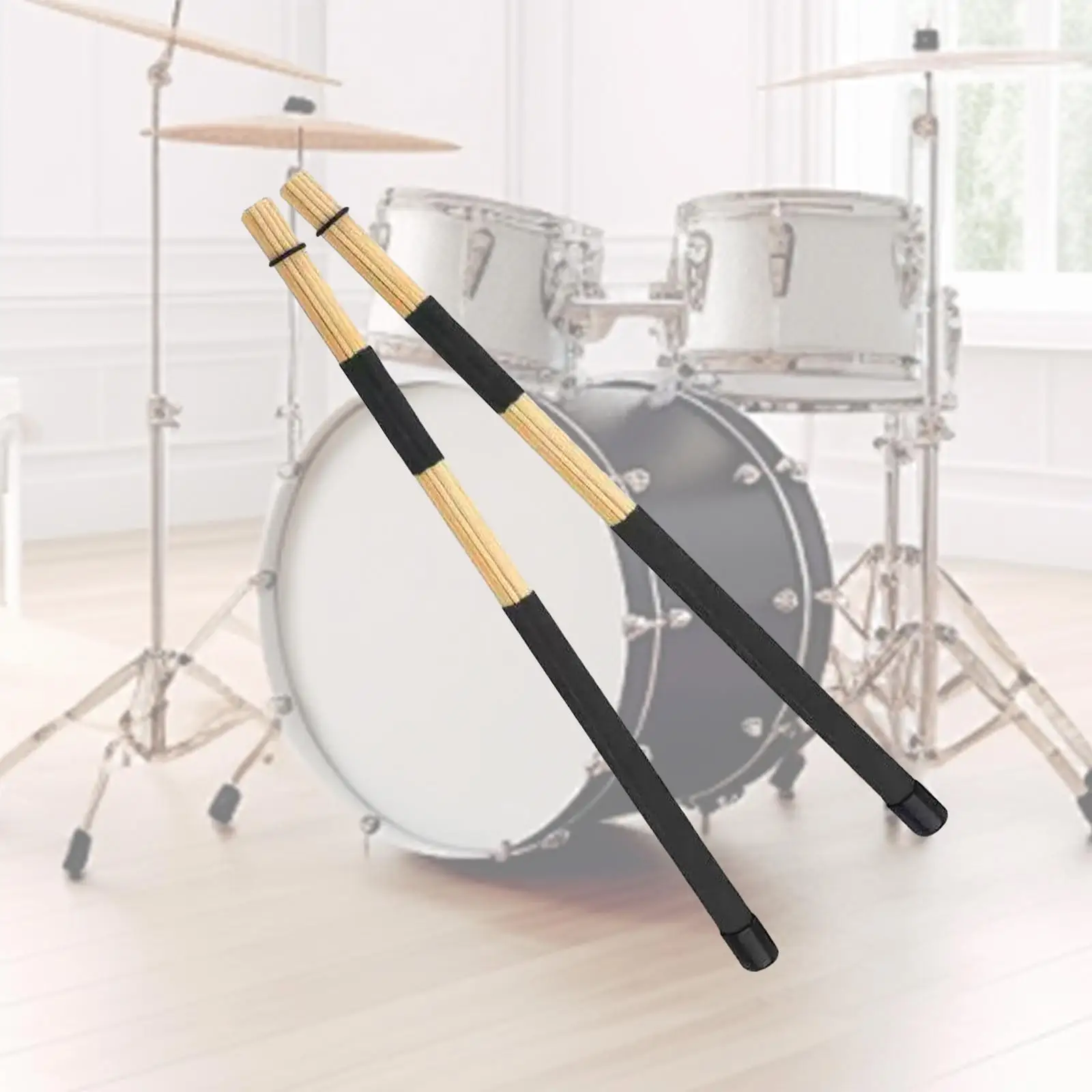 Bamboo Hot Rods Drumsticks Black Smooth Grip 40cm Length Drum Sticks for Jazz Folk Rock Band Small Venue Acoustic Performance