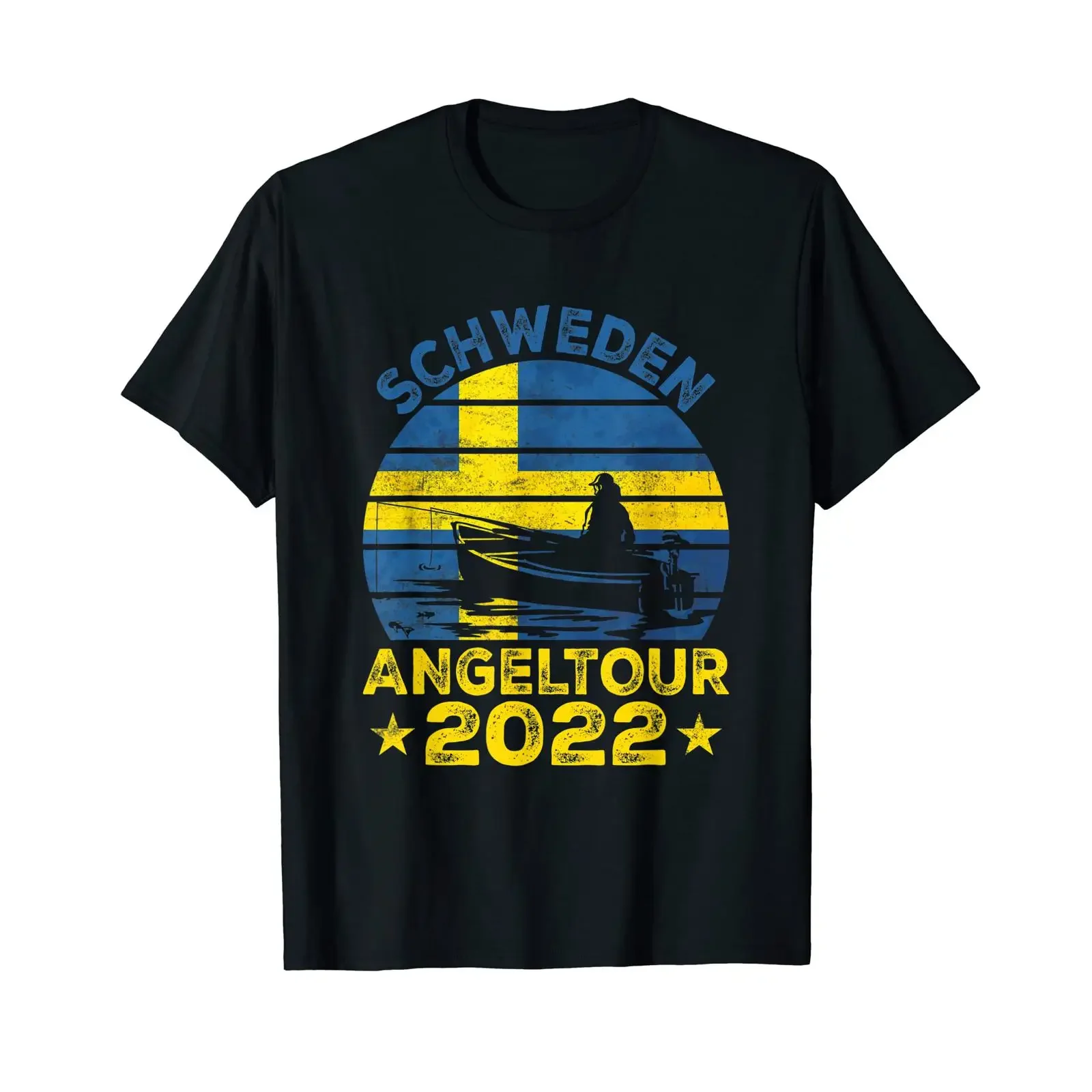 Sweden Fishing Tour 2022 T Shirt black s vintage Washed Unisex graphic Comfortable Stretched homme streetwear Casual