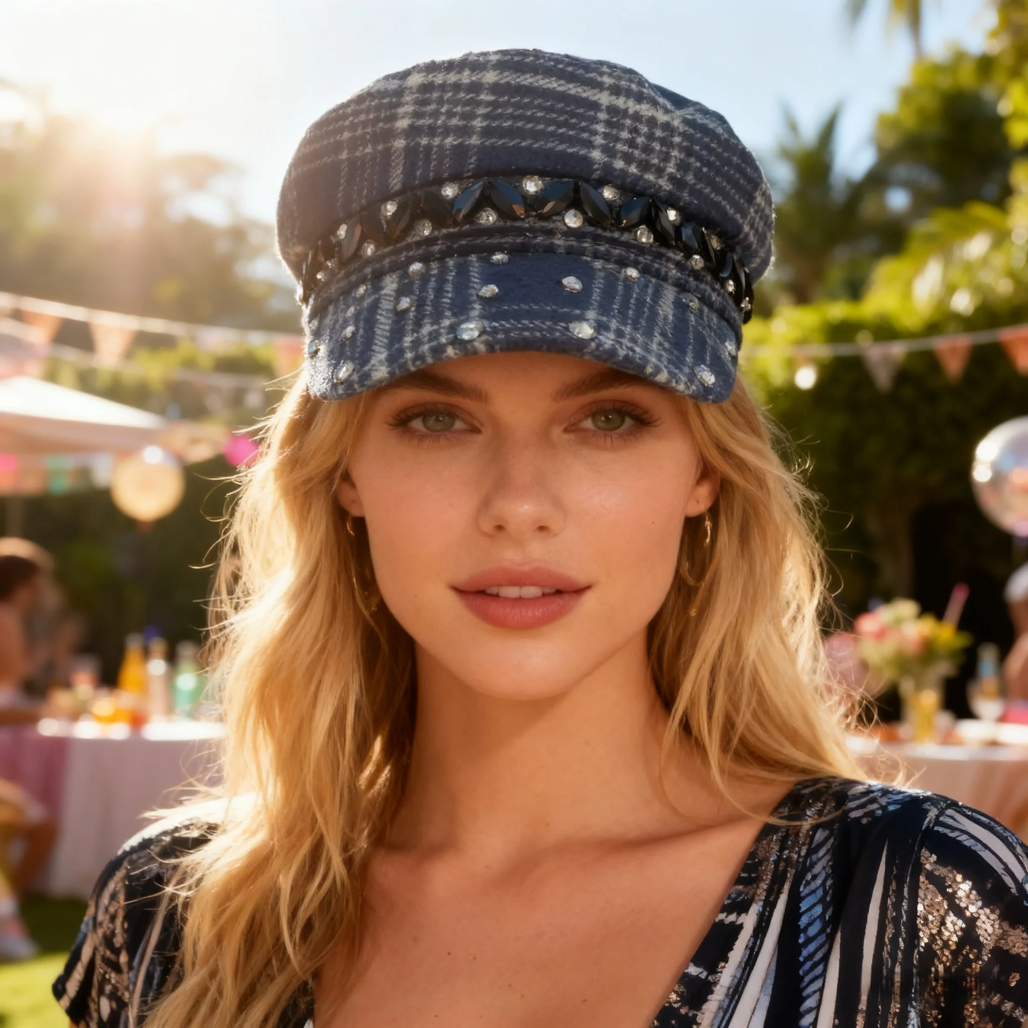 

HongLuan New Sweet Black Captain Hat Rhinestone for Music Festival Woman, Military Accessories & Military Cap Man