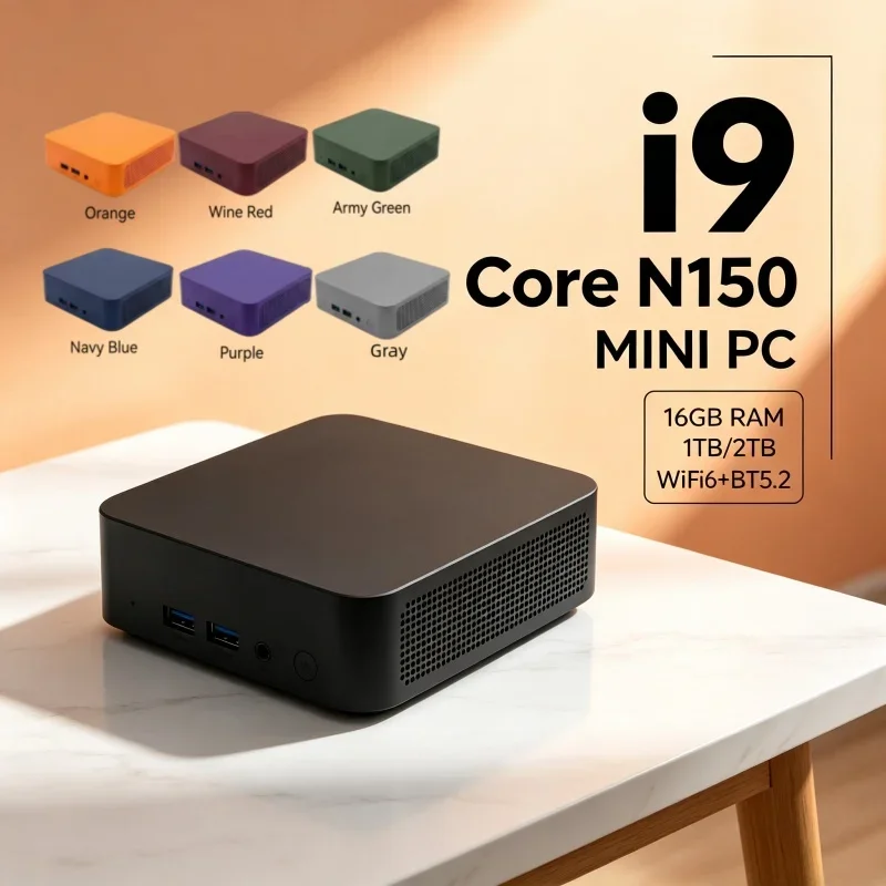 2026 Best Seller Mini PC Intel N150 13 Color Case 16GB RAM 1/2TB SSD BT5.2 WiFi6 Win11 4K Light Gaming PC