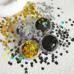PrettyG 1 Box Cat‘s Head Shape Holographic Black Gold Glitter Sequins for Resin DIY Making Art Craft Nail Makeup Decoration