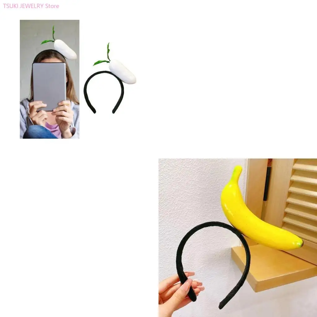 62KE Vegetables Pattern Hair Hoop Multifunctional Stylish Hair Band Dramatic Girls Headwear for Fancy Dress Event