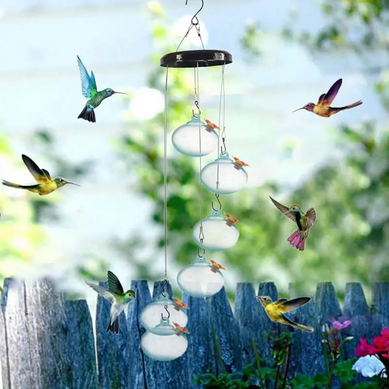 Wind Chimes Hummingbird Feeder Set Of 6 Wind Chimes Water Feeder For Hummingbird Jays Robins Sparrows Wild Bird Watching Feeder