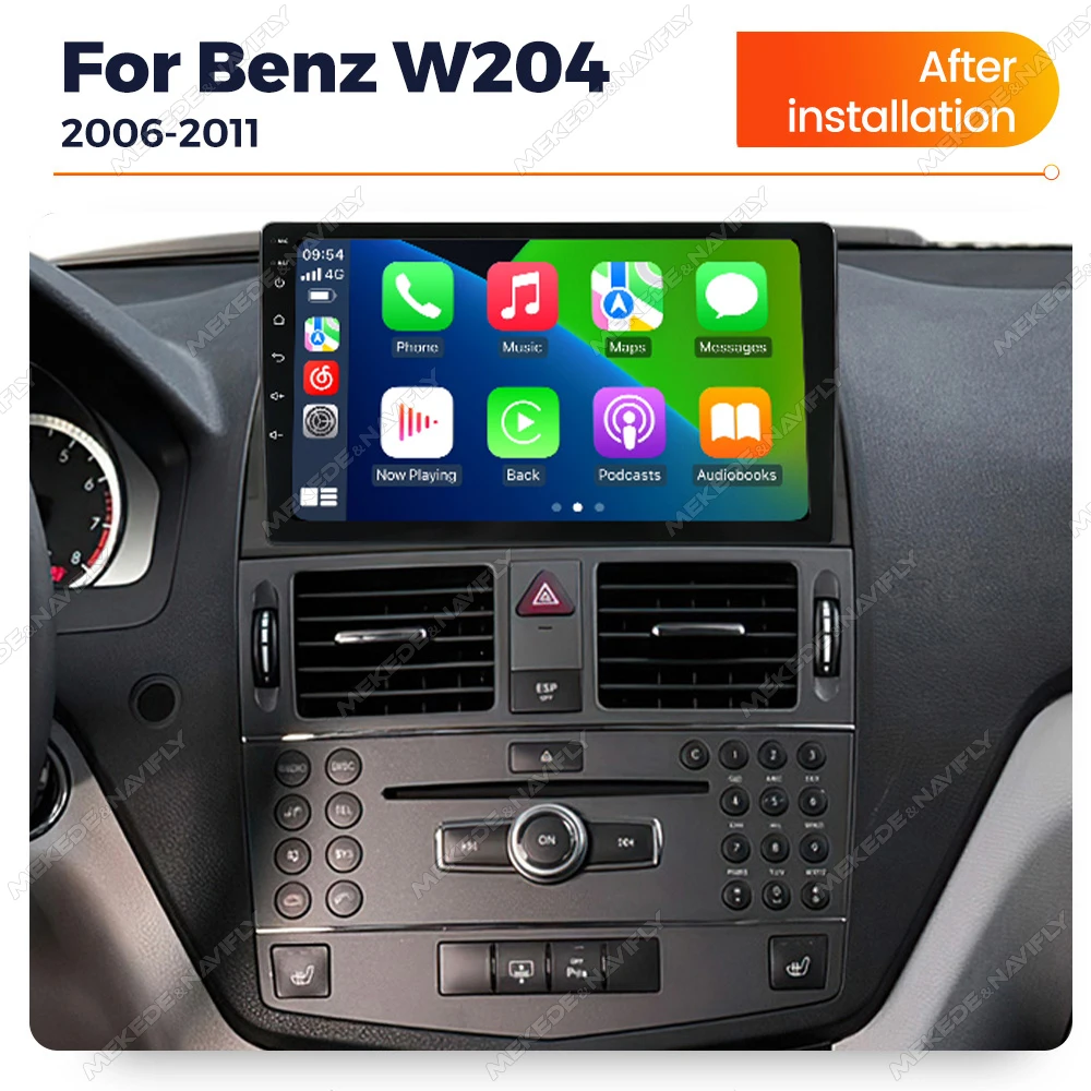 Android 14 Car Radio 2G32G Wireless Carplay For Mercedes-Benz C-Class W204 C204 S204 C300 Navigation GPS Multimedia Video Player