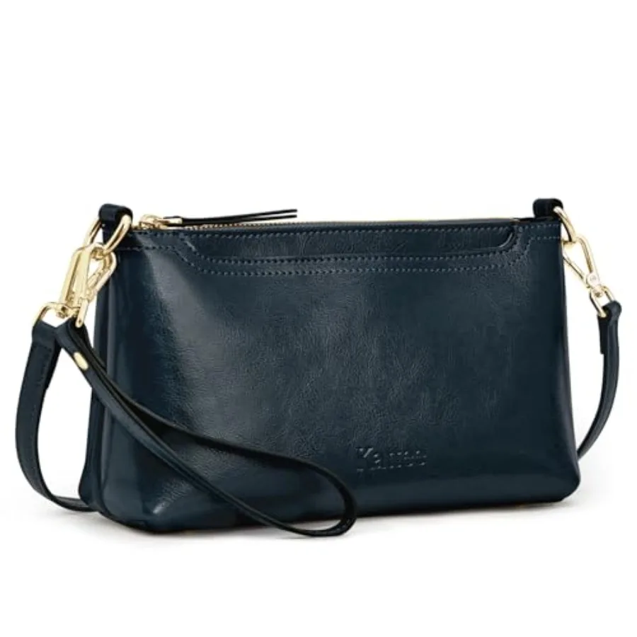 

Leather Crossbody Bags for Women Trendy Small Shoulder Purses and Handbags Clutch Wristlet Wallet with 2 Straps