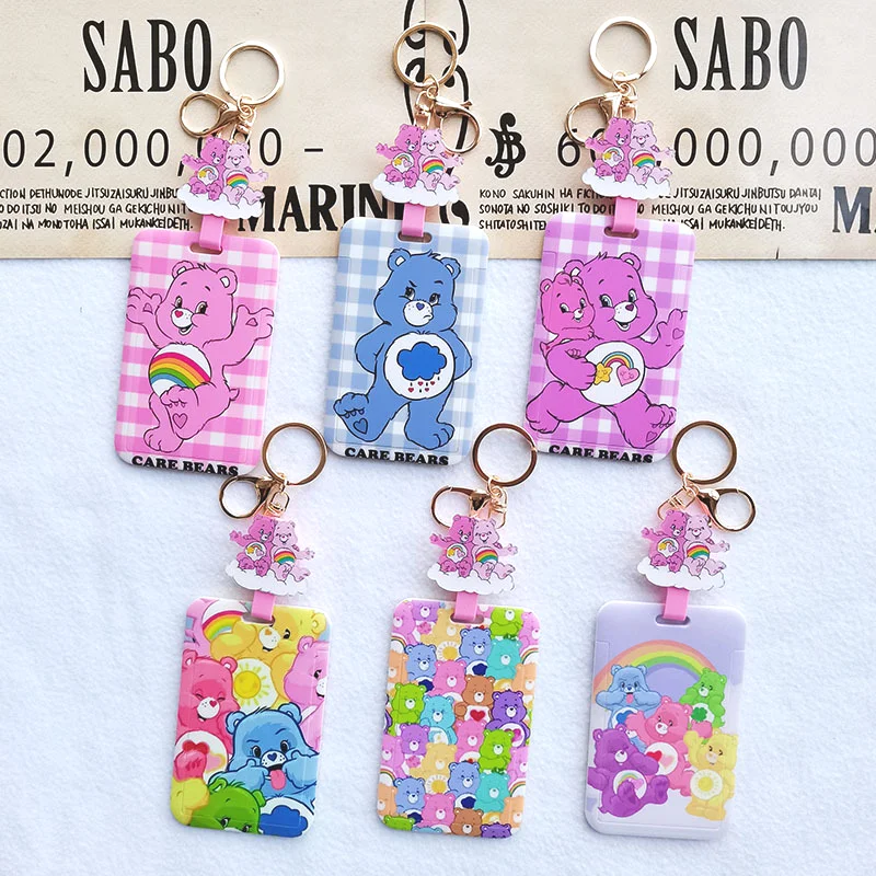 Anime Care Bears New Cute Bear Id Set Public Transport Card Access Card Cartoon Loss Prevention Card Set Girl Toys Gifts