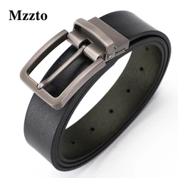 Two-sided leather belt for Men-2 style belt with irregular pattern, rotary buckle, suitable for business dress pants and casual