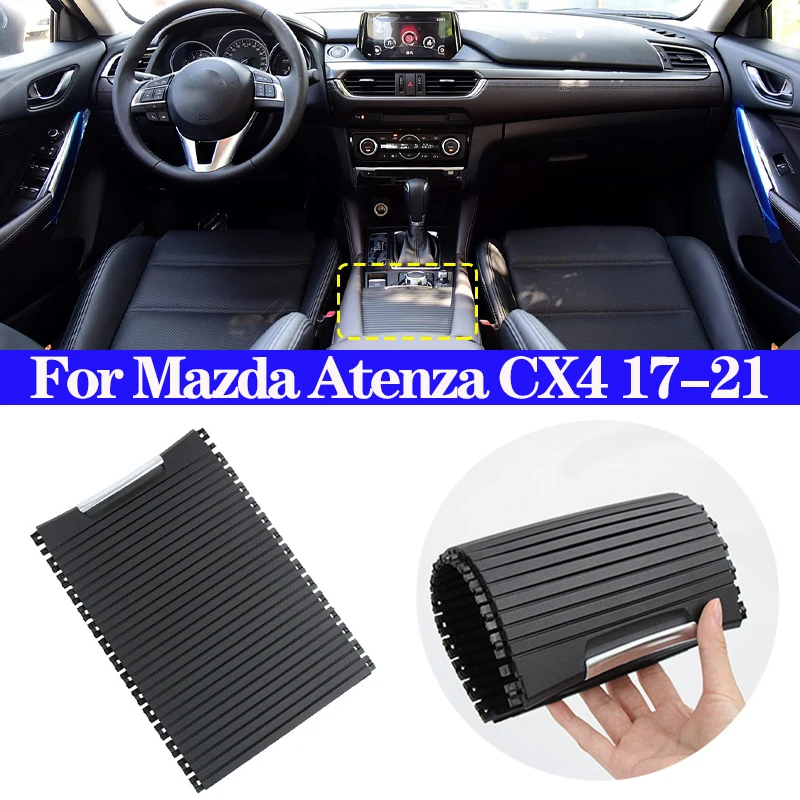 Car Center Console Cup Holder Cover Slide Roller Blinds Storage Box Zipper Sliding Cover For Mazda Atenza CX4 17-21 Accessories