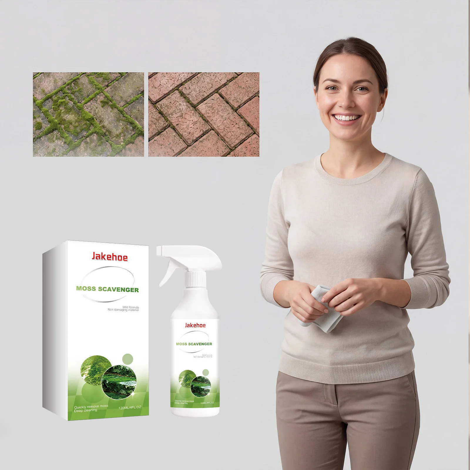 Outdoor Patio Moss Remover Heavy Duty Algae No Rinse Biological Enzyme Cleaner for Driveways Concrete Roofs
