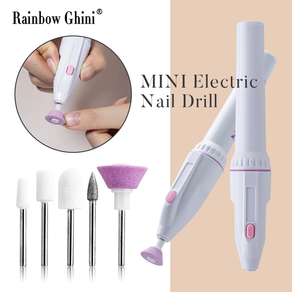 Pulidor de uñas, Mini taladro eléctrico para uñas, conjunto adecuado para uñas y pies, herramientas profesionales portátiles para decoración de uñas