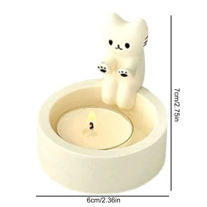 Mini Grille Resin Cat Candlestick, Nice Aromatherac, phòng khách, trang trí máy tính để bàn, quà tặng sinh nhật, trang trí 8 Velas nến bán hàng chính - №6