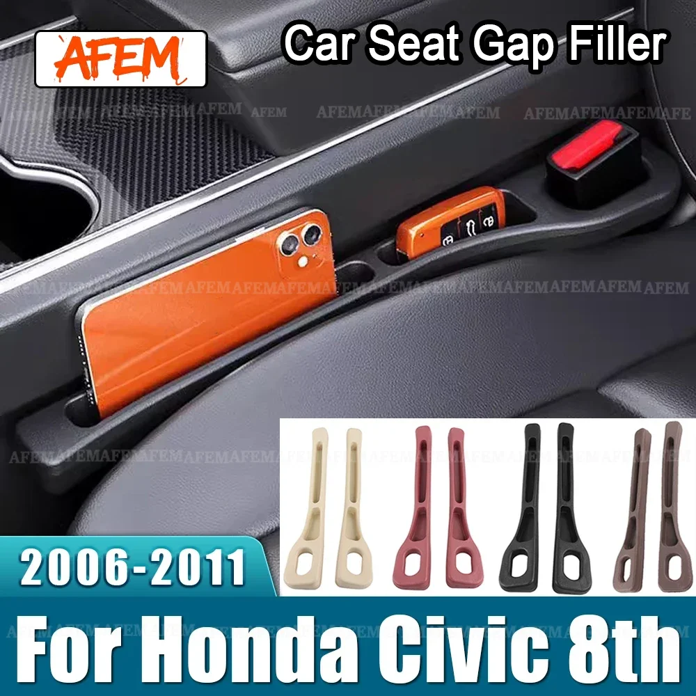 For Honda Civic 8 MK8 8th Generation 2006 2007 2008 2009 2010 2011 2PCS Car Seat Leak Proof Strips Gap Side Seam Filler Storage
