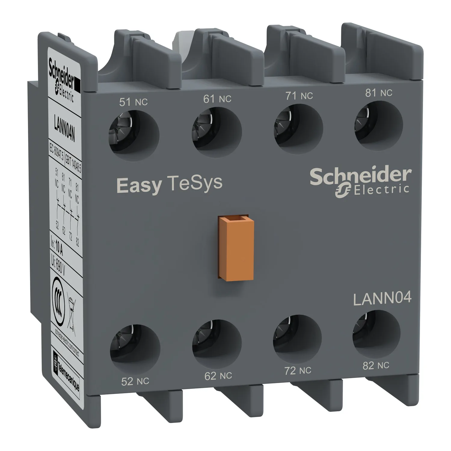 Auxiliary contact block,Easy TeSys Control,4NC,for LC1N/CAN LANN04N