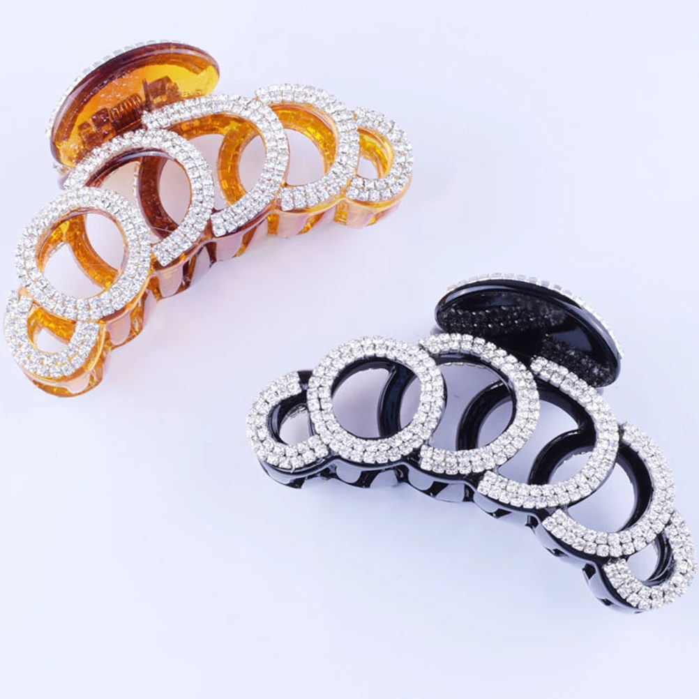

Princess Hair Clips Rhinestone Hairgrip Strong Hold Non-Slip Teeth Design Uv Resistant Hair Claw For Women Girls Black
