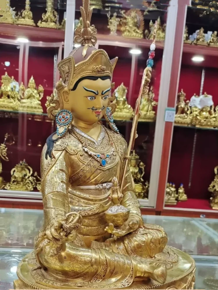 Nepalese Tibetan Style Padmasambhava Statue - Vajra Guru Buddha Altar Ornament, Handcrafted Home Decor