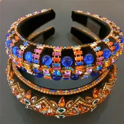 Vintage Baroque Rhinestone Headband Geometric Crystal Hairband Headdress Personality Prom Catwalk Bridal Headbands For Women