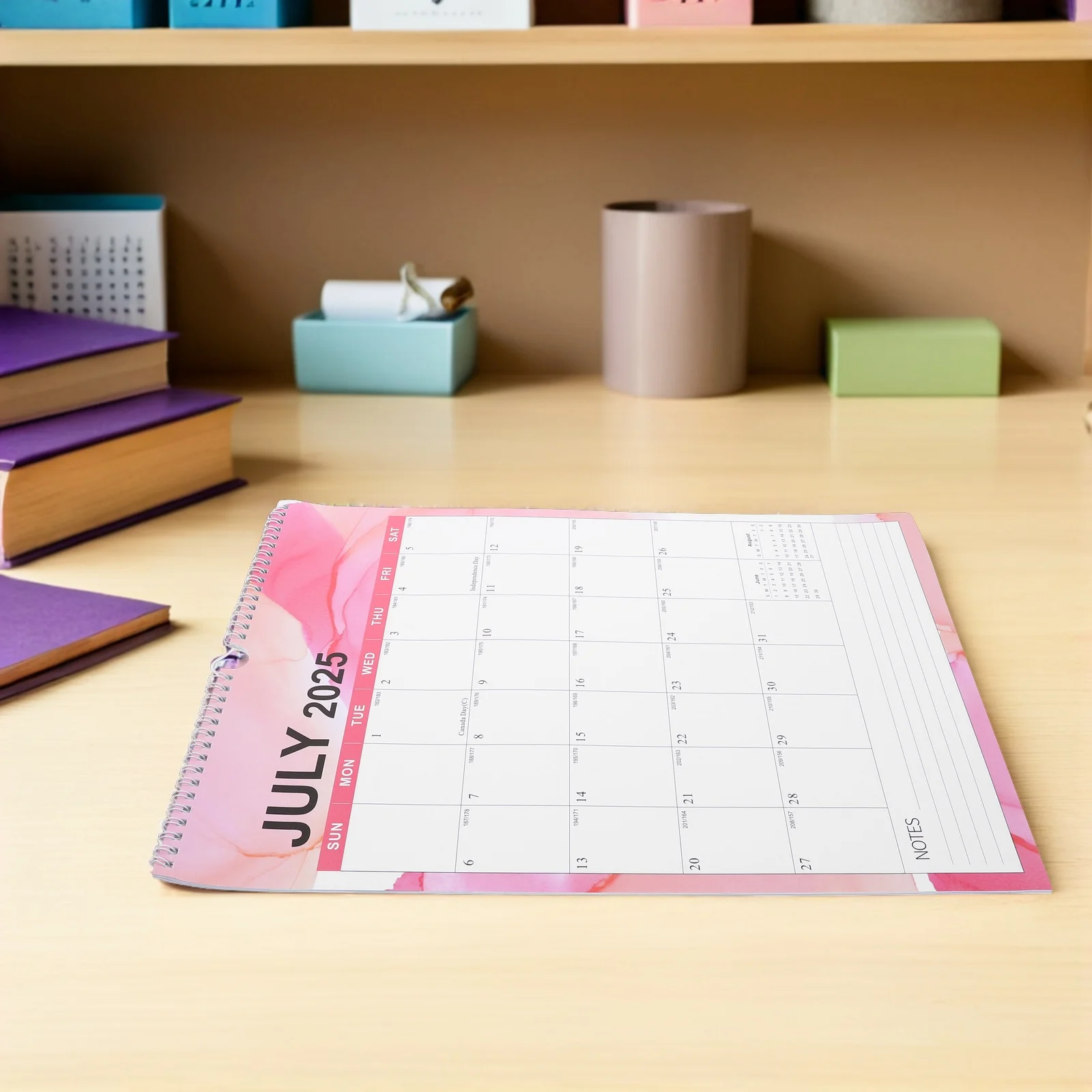

2025-2026 Spiral Wall Calendar 18 Month Planner 2025.7-2026.12 Modern Minimalist Design Twin Wire Binding Holiday Marked