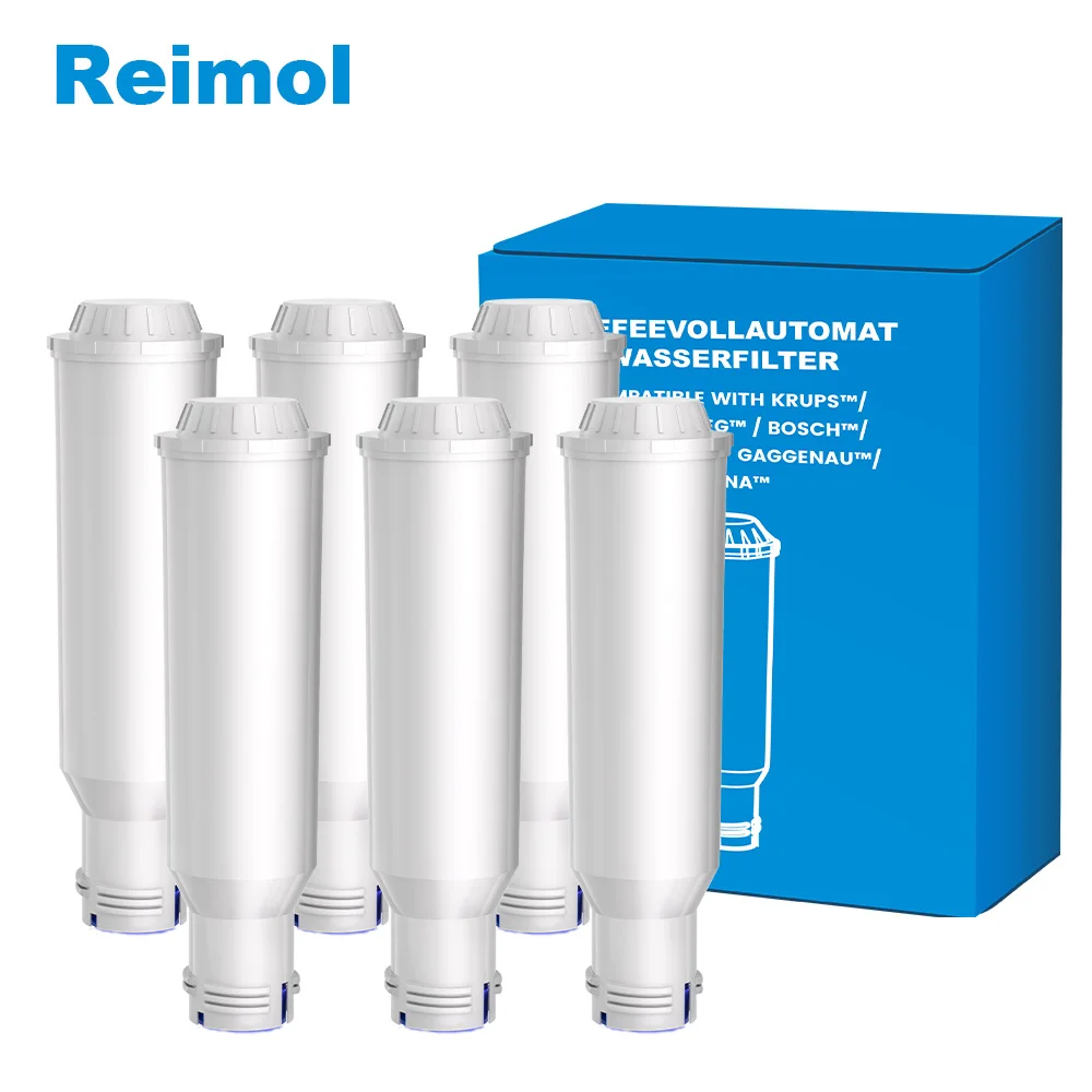 Reimol Lot de 6 filtres à eau pour machine à café, compatibles avec Nivona et Krups, cartouches filtrantes de remplacement au charbon actif