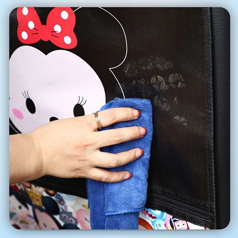 Cute Car Seat Back Cover Protector for Kids Children Baby PU Leather Cartoon Waterproof Touch Screen Anti-kick Mat Storage Bag