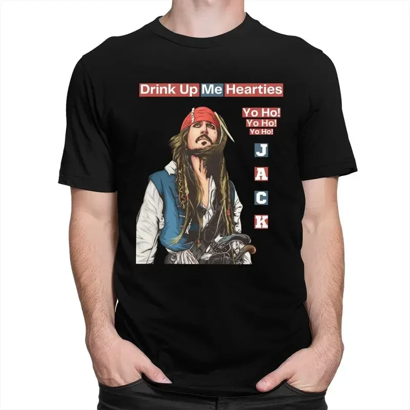 Jack Sparrow Art Tshirts for Men Short Sleeve Graphic T Shirt Fashion Pirates Of The Caribbean T-shirts Fitted Tee Tops Clothing