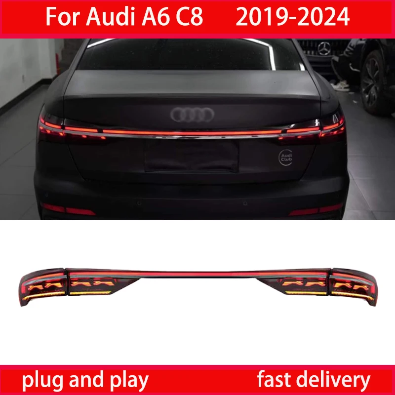 Обновите светодиодные проникающие задние фонари и динамически струящийся задний фонарь в сборе для автомобилей Audi A6 C8 2019–2023 гг. Авто