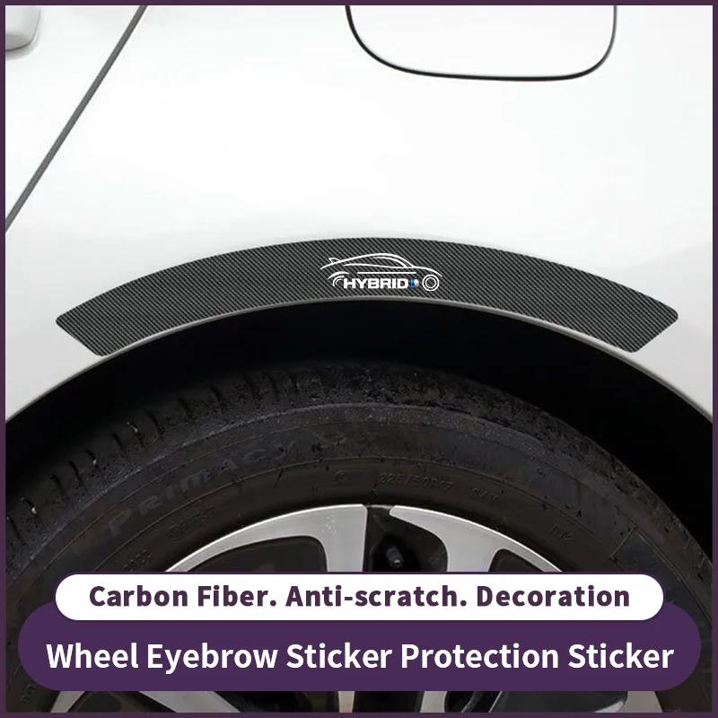 4-Piece Set Suitable for Car Wheel Arch Anti-Collision Decorative Stickers, Hybrid Silver Label Carbon Fiber Pattern Decorative Strips, Anti-Scratch Stickers