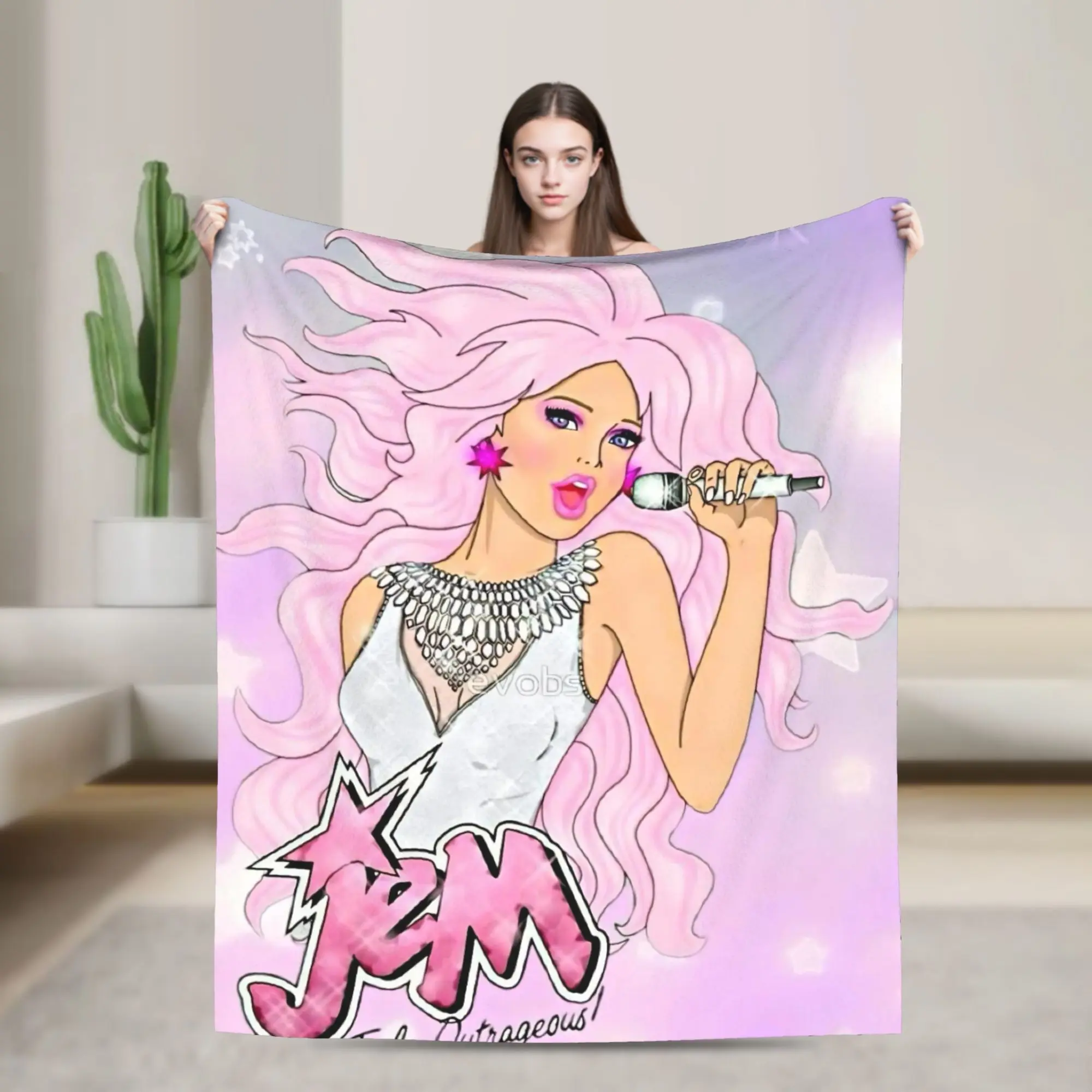 Jem And The Holograms Throw Blanket for Couch  Fuzzy Soft Plush Blanket 50x60 Inches Multi-size Bedspreads for All Seasons