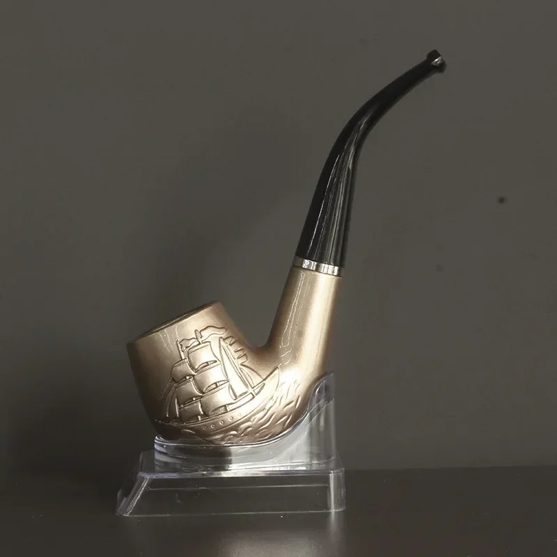 Classic Copper Color Resistant Pipe Filter Smoking Pipes Herb Tobacco Pipes Grinder Resin Cigarette Holder