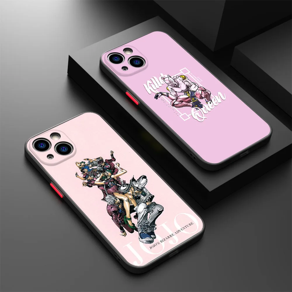 Skin Feel Translucent Phone Case For iPhone 16 Pro Max 15 14 13 12 11 7 8 Plus SE XR JoJo's Bizarre Encyclopedia Frosted Cover