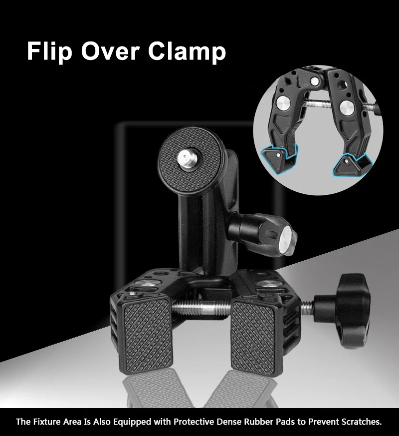 メタルスーパークランプ 360 ボールヘッド付きマジックアームクランプ 1/4 "3/8" ARRI ネジ付き DSLR カメラモニター Insta360 Gopro 用