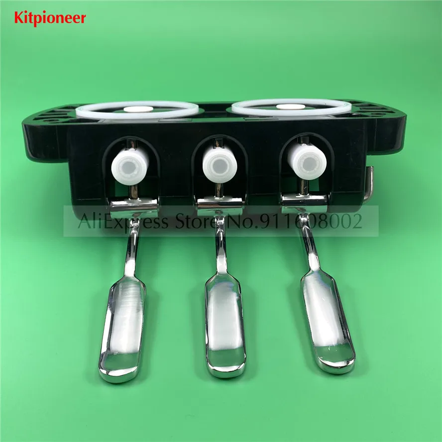 1 Set Valve Block New Fttings Head Front Panel Part Of MQL Soft Ice Cream Machines Accessories +3 Valve Rods 3 Metal Handles