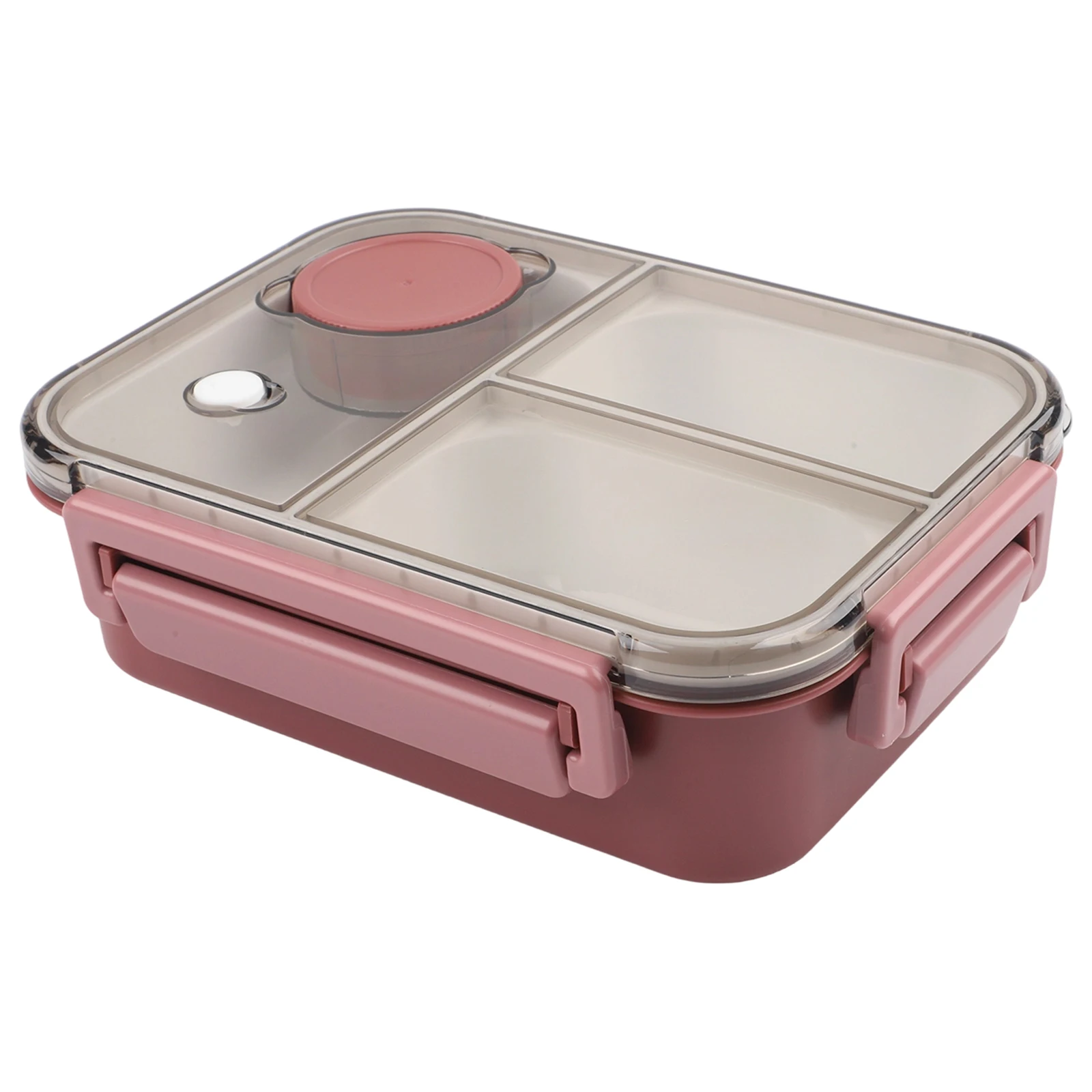 Three Compartment Stainless Steel Lunchbox Leakproof with Secure Lock Portable for Travel School Camping Picnic