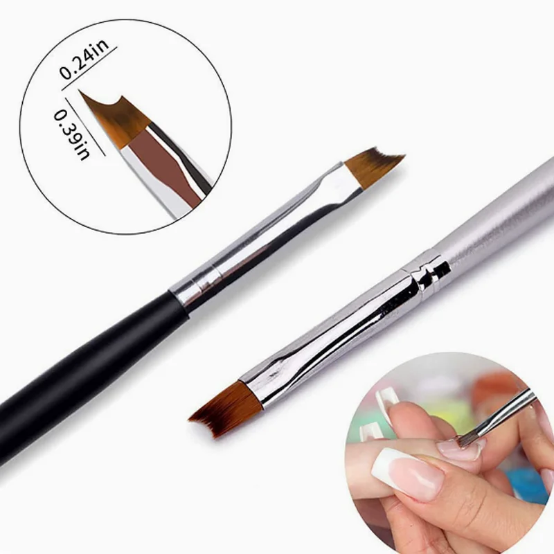 1Pcs Nail Art French Style Pen Circular Arc Pen Black Pole Slanted Mouth Crescent Shaped Pen French White Edge Pen Nail Art Tool