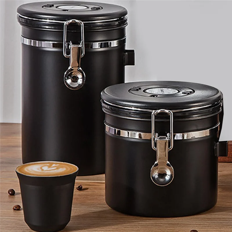 

1 Piece Coffee Storage Container Sealing Coffee Filling Food Storage Container 1800ML Black