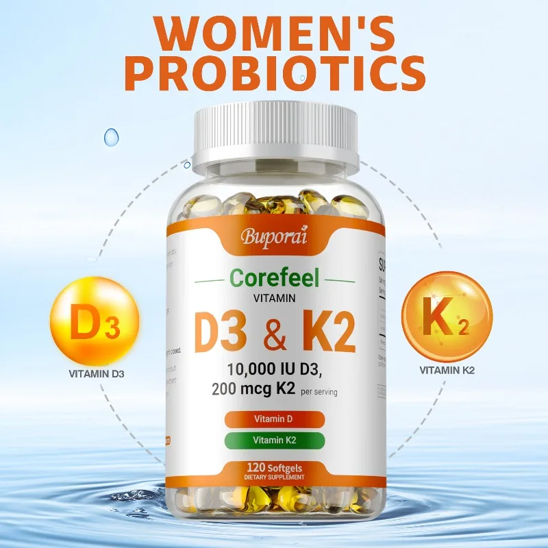 Vitamin D3 K2 - Strong Bones, Calcium Absorption, Promotes Teeth, Joint and Cardiovascular Health, Improves Vitality, Non-GMO