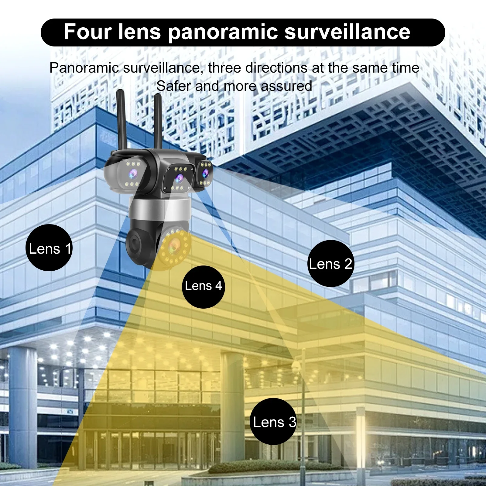 AIOOK Outdoor Camera HD Four Lens 20MP WIFI Night Vision Waterproof Video Camera 16X ZOOM Motion Tracking Two Way Intercom CCTV