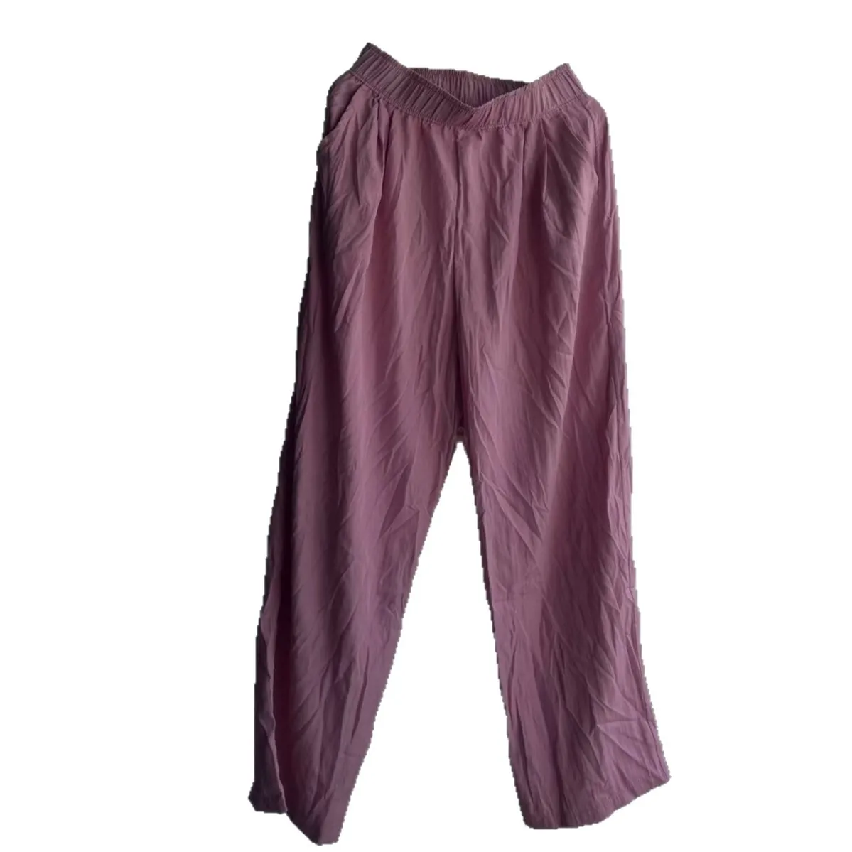 Pantalones largos de pierna ancha de verano, pantalones holgados de corte recto de cintura alta, pantalones casuales de pierna ancha de cintura alta