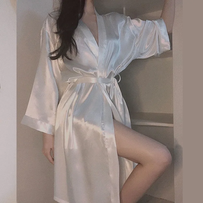 Wedding Robe Women's Wedding Dressing Gown  Bride Nightgown Satin Robe