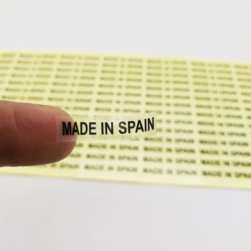 1000pcs 6X28mm MADE in FRANCE/SPAIN/GERMANY/RUSSIA/ITALY Sticker Transparent with Black Text Printing