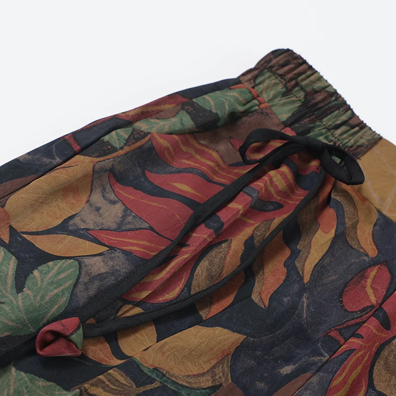 سراويل حريرية بأرجل واسعة للنساء ، خصر عالي ، تنفس ، ريترو ، نمط ياباني ، مرن ، عصري ، صيف ، Tianxiang ،