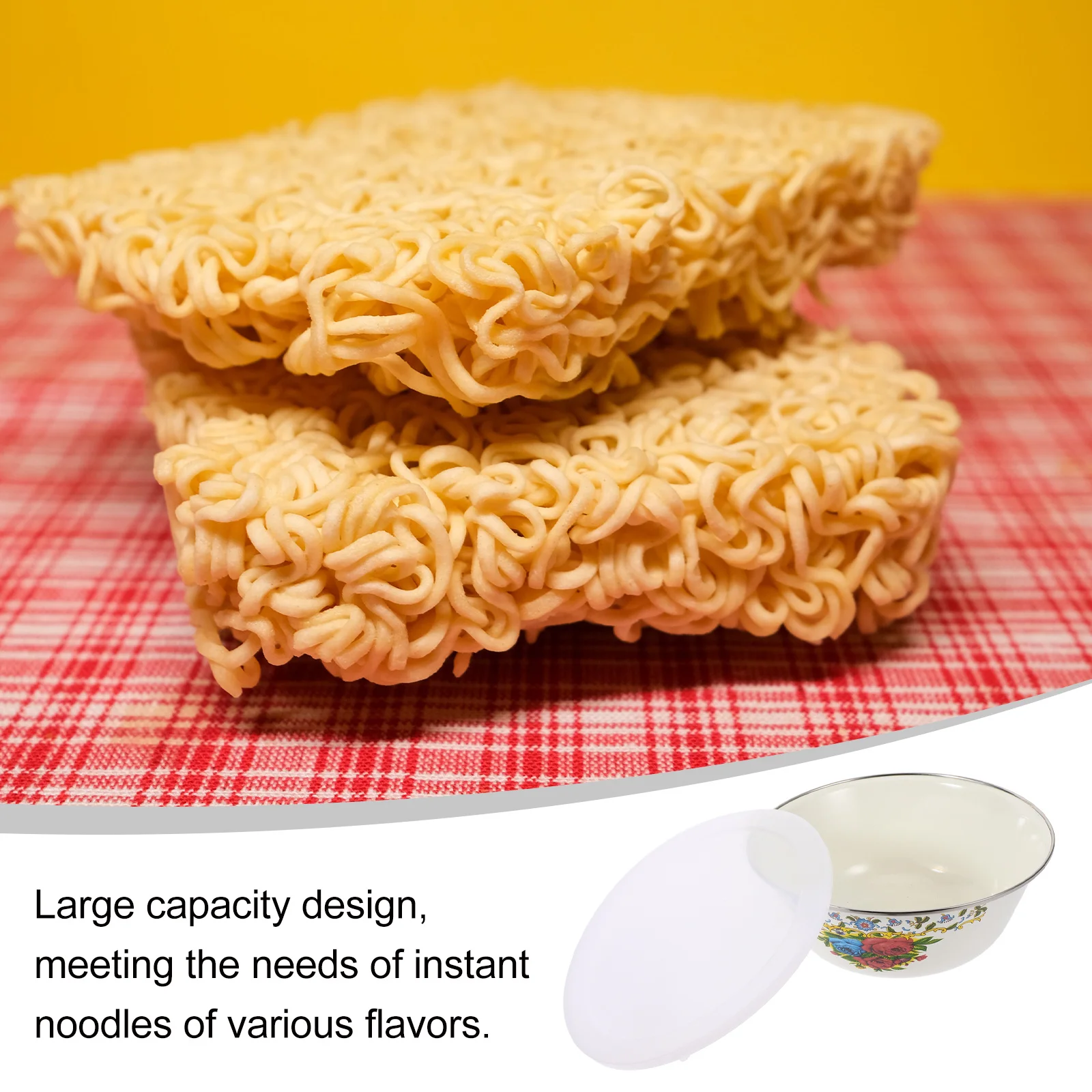 

2pcs Enamel Noodle Vintage Food Instant Noodle Container Thick Bottom Multi-Function Kitchenware Enamelware Salad Mixing Soup