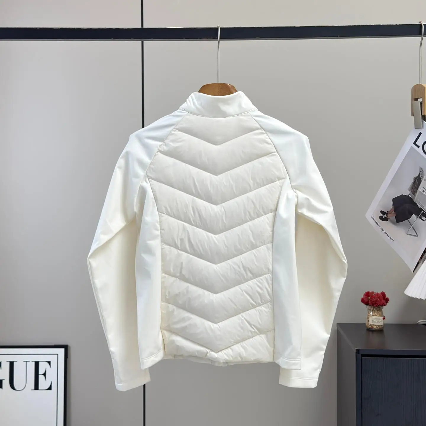 Fashionable Quilted Slim Fit Lightweight Warm down Jacket  Goods Autumn Winter Stand Collar Stitching Splicing Outerwear