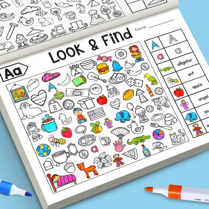 Fun Coloring Book 32-Page Kids' Find the Item Coloring Book Focus & Attention Training Activity Workbook for Early Learning