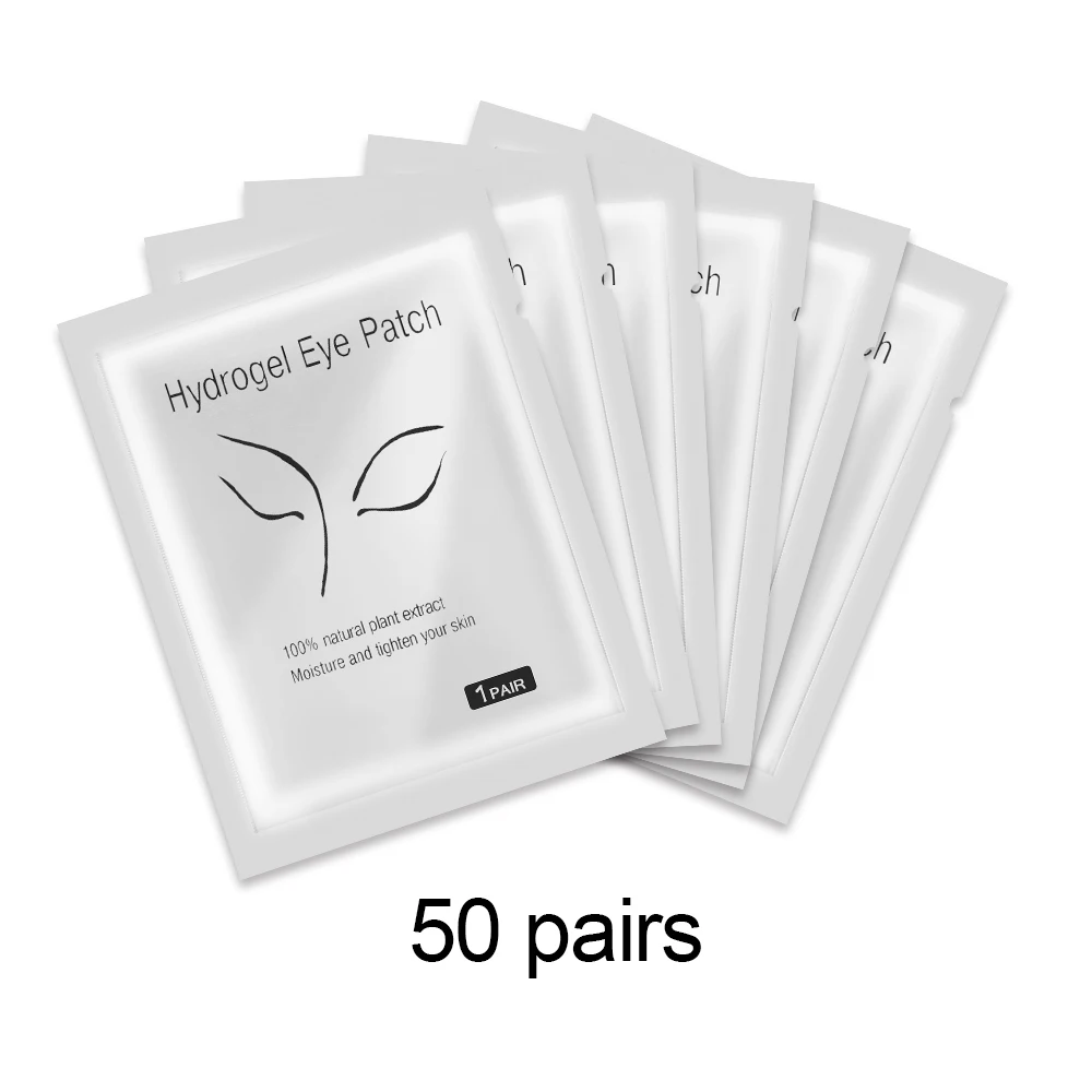 50 Paar Wimpernverlängerungs-Patches, Hydrogel-Patches, Gel-Pad, Make-up, Wimpernlift-Werkzeuge, unter den Augenklappen, Pads für Wimpernverlängerung