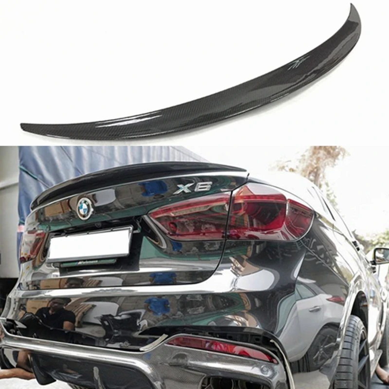 

FOR BMW X6 F16&X6M F86 P Style Carbon fiber Rear Spoiler Trunk wing 2014-2019 FRP glossy black Forged carbon