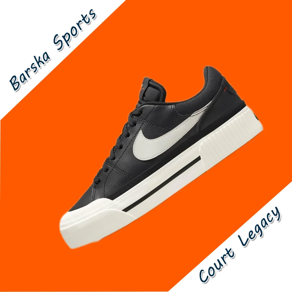 Nike COURT LEGACY Low รองเท้าผ้าใบผู้หญิงคลาสสิก Retro แฟชั่นรองเท้าฤดูหนาวรองเท้าผ้าใบลําลองและสบายสีขาวและสีดํา